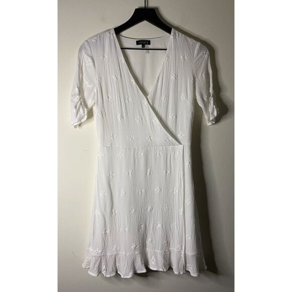 1. State White Pointelle Surplice Neckline Dress Size 4 - Picture 1 of 7